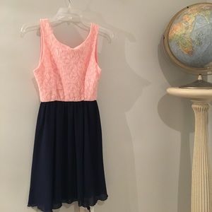 Pink navy blue Easter spring dress